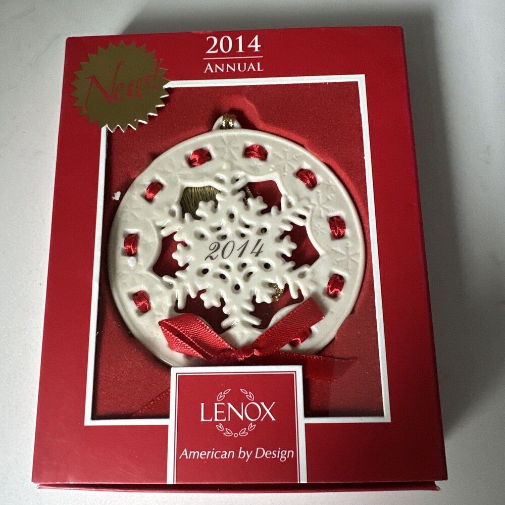 Lenox 2014 Christmas Wrappings Snowflake Ornament  New Original Lenox Packaging